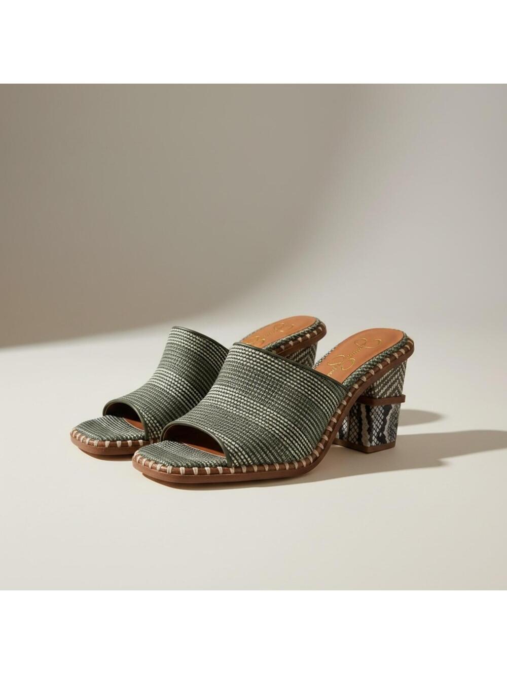 Jessica Simpson Lendrila Mule Heels Snake Print Block Heel Slides Size 8
